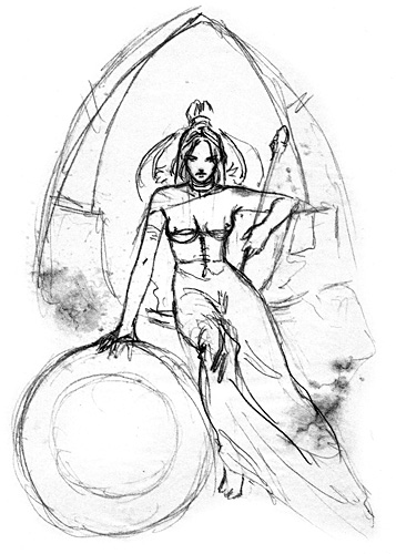 Minor Arcana: Pentacles - Queen of Pentacles (Sketch)